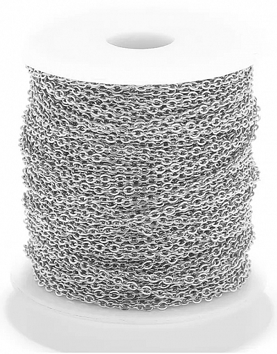 Takı Yapımı İçin Paslanmaz Nikel Mat Gümüş Renk Zincir 100 Metre