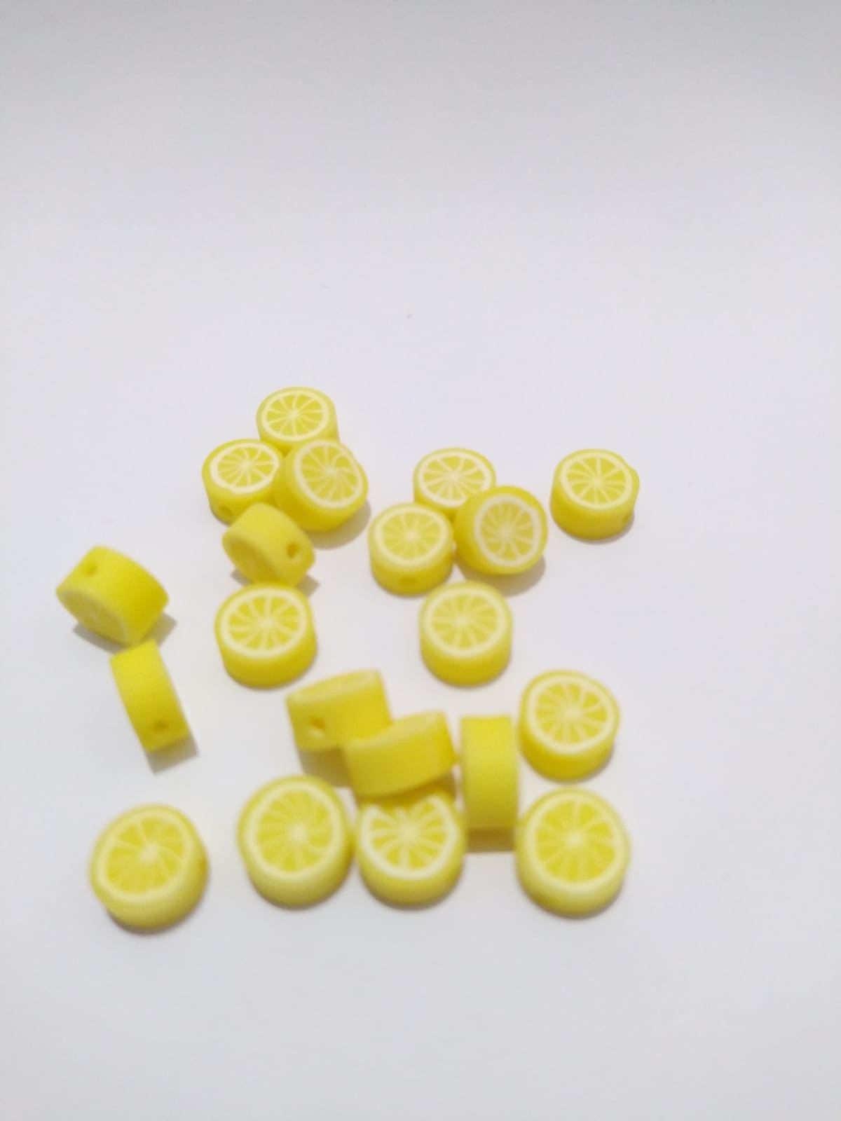 Takı Yapımı için 10 Adet Fimo Meyve Limon Figürlü Şirin Boncuk Şans Kolye Bileklik Halhal Ucu